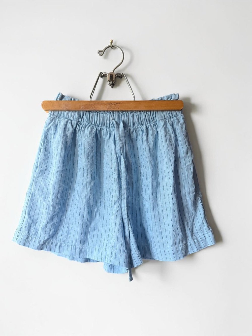 Light Blue High Waist Women’s Linen Blend Drawstring Shorts